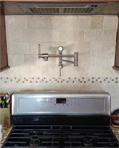 Miniatura 3 de Lava Odoro PF312-BN - Grifo de llenado de ollas de níquel cepillado, moderno de dos accesorios, montaje en pared, grifo de cocina plegable de dos