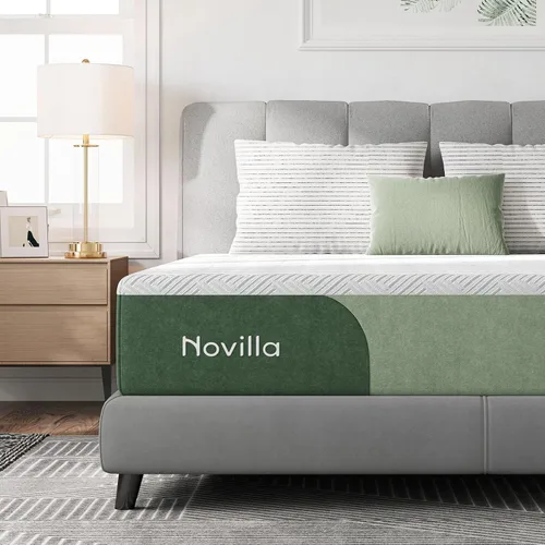 Miniatura 10 de Novilla Colchón tamaño matrimonial de espuma viscoelástica de 10 pulgadas con espuma de carbón de bambú para un sueño fresco, alivio del dolor