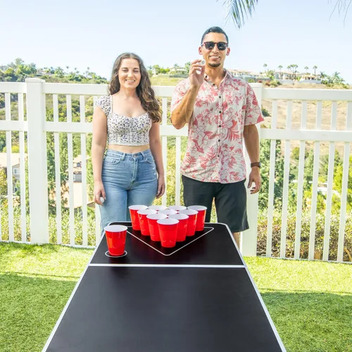 Miniatura 5 de GoPong 8 Foot Portable Beer Pong/Tailgate Tables (Black, Football, American Flag, or Custom Dry Erase)