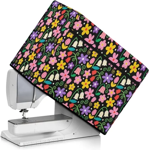 Miniatura 24 de Funda para máquina de coser con estampado floral, estilo bohemio, resistente a las manchas, ligera, impermeable, cubierta antipolvo con bolsillos