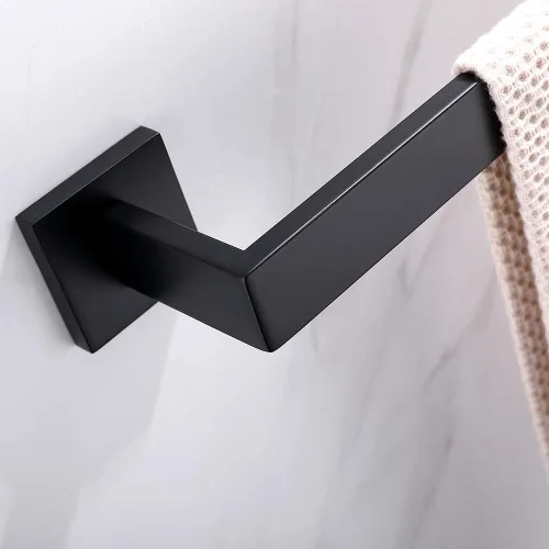 Miniatura 6 de TASTOS Toallero individual negro de 23.6 pulgadas, barra de toalla de baño de acero inoxidable SUS 304 resistente, soporte para toallas de cocina