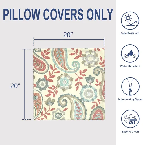 Miniatura 173 de Juego de 2 almohadas para exteriores de 16 x 16 pulgadas, repelentes al agua con interiores, para muebles de patio, hogar, jardín, geometría bohemia