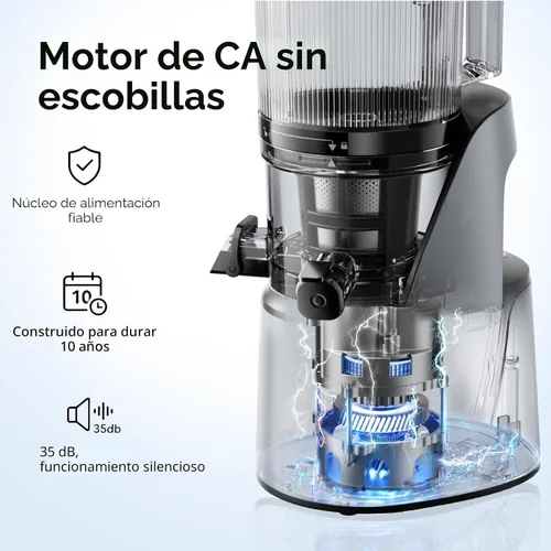 Miniatura 6 de EanOruus Máquinas exprimidoras 3 en 1 de prensa en frío con canal extra grande de 6.5 pulgadas, gran capacidad de 100 onzas, motor de CA, hace jugo