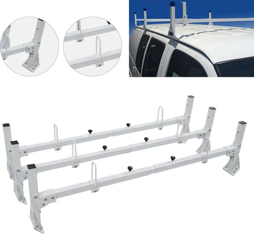 Miniatura 2 de Bastidores de escalera para furgonetas, portaequipajes de acero para Ford Econoline E150 250 350 1992-2015, apto para Chevrolet Express 1500 2500