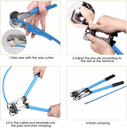 Miniatura 3 de Herramienta de prensado de orejetas de batería con 1 lengüeta de batería, 1 cortadores de cables, 60 terminales de cable de batería, 60 conectores