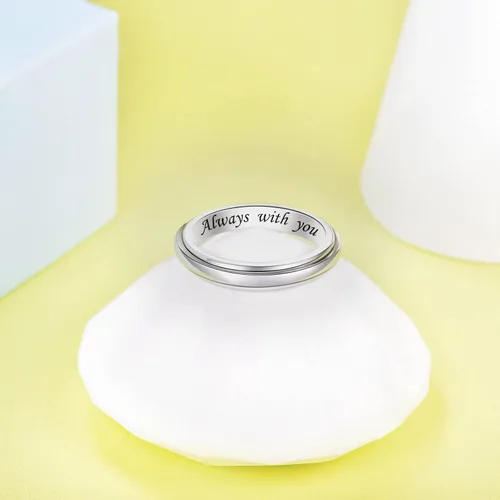 Miniatura 3 de JLYY Anillo giratorio de plata de ley para aliviar la ansiedad y el aburrimiento, TDAH, autismo, anillos para mujeres y hombres