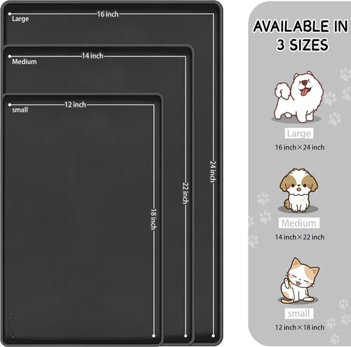 Miniatura 2 de MateeyLife Tapete de silicona para comida para gatos y perros para pisos, impermeable, antideslizante para alimentos y agua, tapete de alimentación