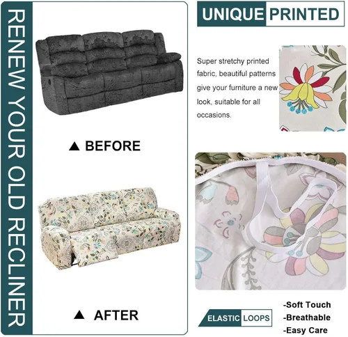 Miniatura 3 de Fundas reclinables, fundas elásticas de 3 plazas para sofá reclinable, fundas para sofá reclinable, fundas para sofá, fundas protectoras de muebles