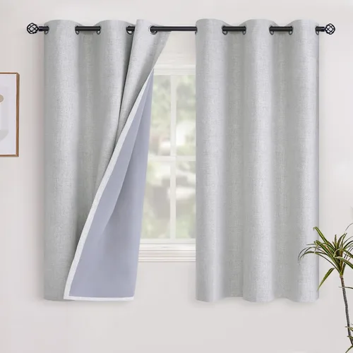 Miniatura 70 de YoungsTex - Cortinas opacas de lino para dormitorio, oscurecimiento de la habitación, cortinas con textura de lino, paneles con aislamiento térmico