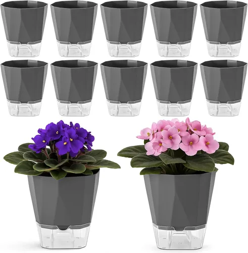 Planterhoma macetas de riego automático (gris oscuro, 5 pulgadas - paquete de 12)