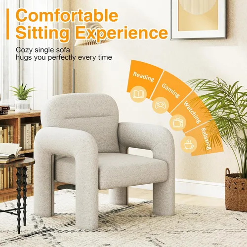 Miniatura 4 de LSSPAID Sillas decorativas, sillones tapizados de tela de línea moderna, cómoda silla de lectura para ocio, sillón individual esponjoso para sala