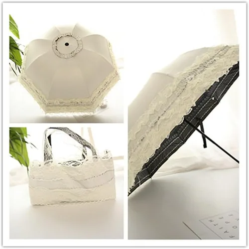 Miniatura 66 de Honeystore Paraguas plegable a prueba de rayos ultravioleta Princess Lace Parasol con cúpula anti-UV