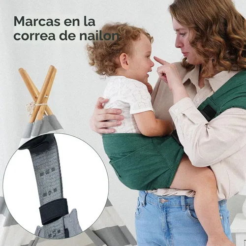 Miniatura 7 de AUYEAZGO Portabebés - Portabebés - Algodón de primera calidad, soporte grande para asiento y respaldo, bolsillo grande, ideal para 6-48 meses