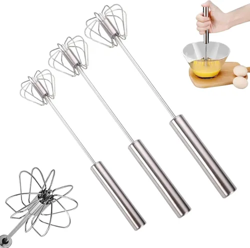 Miniatura 3 de Batidor de huevo semiautomático, batidor de huevo mejorado, batidor giratorio de fácil empuje, herramienta de cocina para el hogar de acero Mezcla