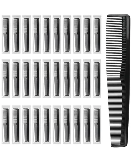 Miniatura 7 de Peines envueltos individualmente, 100 peines de plástico a granel, color negro, 2 peines para el cuidado del cabello, peine desechable a granel