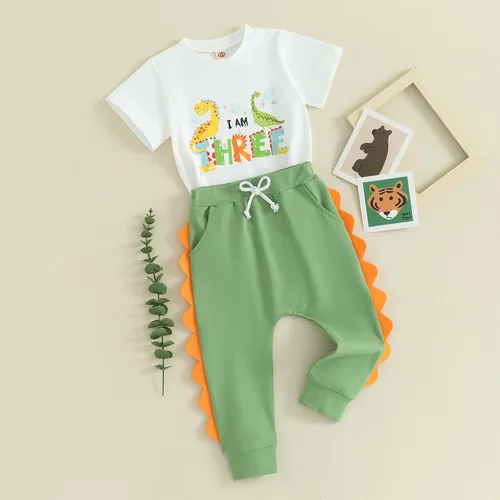 Miniatura 17 de Traje de cumpleaños para bebé niño de 1 a 5 años, conjunto de camisa y pantalón deportivo, conjunto de 1, 2, 3, 4, 5 años