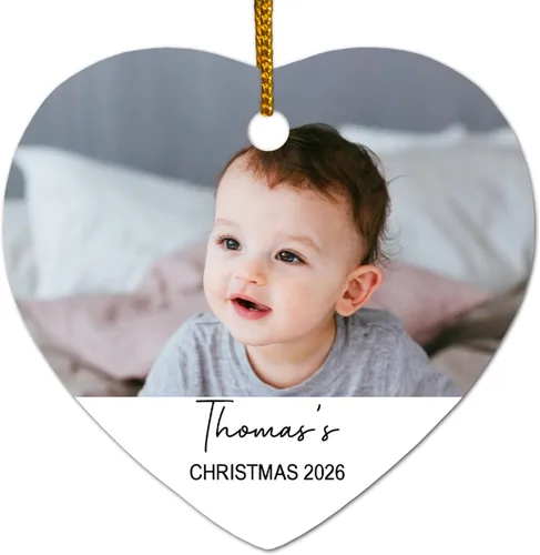 Miniatura 7 de Adorno personalizable con texto en inglés «Our First Christmas As Mr. & Mrs. 2026», adorno personalizado para el Sr. y la Sra. Nombre, primera