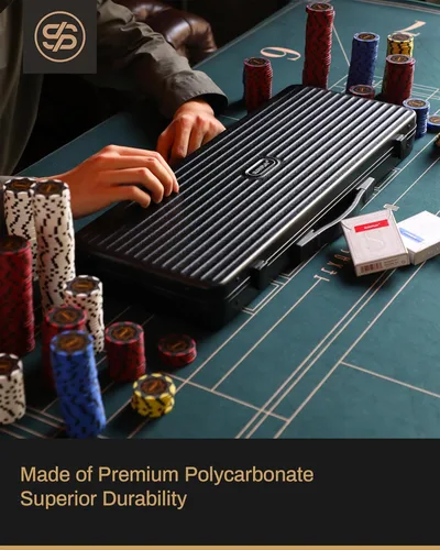 Miniatura 2 de SLOWPLAY Estuche para fichas de póquer para Texas Hold'em, 300 piezas de fichas de póquer de 1.693 in Estuche de transporte de alta gama que