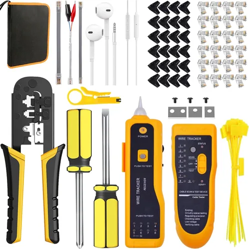 Miniatura 9 de LEATBUY Crimper Ethernet Kit CAT5 CAT6 Crimping Tool RJ45 Crimp Set for RJ11 RJ12 for Pass Through with 50PC Connector 50PC Cover Ethernet Network