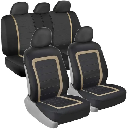 Miniatura 17 de BDK carXS Monaco - Juego completo de fundas para asiento de auto, fundas de asiento delantero beige de tres tonos con funda de asiento trasero