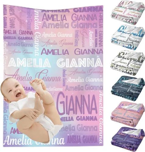 Miniatura 19 de Mantas de bebé personalizadas para niñas y niños, mantas de bebé personalizadas con nombre para niños y niñas, regalos personalizados para bebés