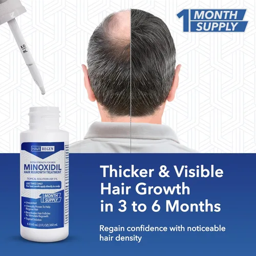 Miniatura 4 de Hair Regen Minoxidil líquido para hombres 5% – Solución tópica avanzada para el crecimiento – Tratamiento de crecimiento para hombres pérdida