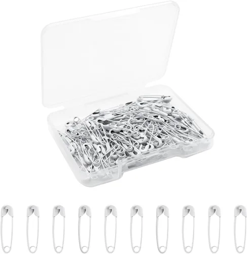 Miniatura 15 de Alfileres de seguridad pequeños, mini pines de seguridad de 0.75 pulgadas para ropa, pasador de seguridad de café, juego de acero niquelado