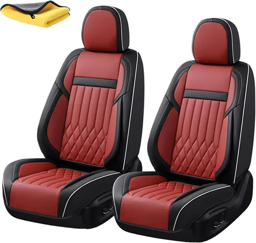 Miniatura 11 de Juego completo de fundas de asiento de automóvil de cuero napa impermeables y transpirables de 2 plazas, aptas para asientos delanteros