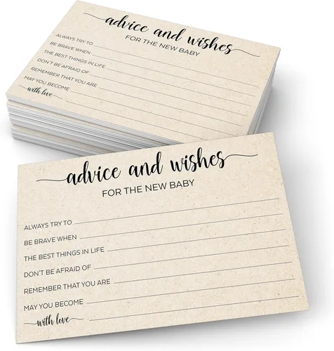321Done Advice and Wishes for The New Baby, Made in USA - 4 x 6 bronceado, tarjetas de consejos para juegos de baby shower, papel kraft rústico