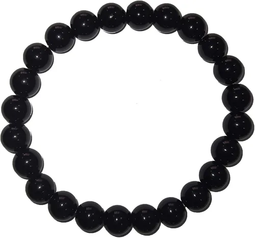 ROSTIVO Pulsera de obsidiana negra natural con cuentas para hombres, mujeres, niños y niñas, pulsera elástica de 0.315in, pulsera de Feng Shui de