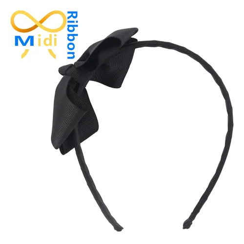 Miniatura 6 de Diadema de lazo negro a la moda, lazo grande de grogrén para el pelo, para niñas y niños pequeños, decoración de fiesta, disfraz de cosplay