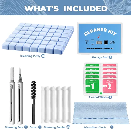 Miniatura 7 de Kit de limpieza mejorado para Airpod (81 unidades), multiherramienta con bolígrafo de limpieza, masilla e hisopos, elimina la cera de los oídos
