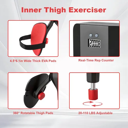 Miniatura 4 de Ejercitador de muslos internos profesionales para hombres y mujeres, 20-110 libras de Kegel ajustable y entrenador muscular del suelo pélvico