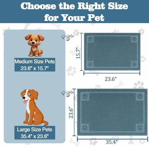 Miniatura 8 de Darkyazi - Tapete de alimentación para mascotas grande para perros y gatos, 24” x 16”, flexible y fácil de limpiar, ideal para tapete de Azul