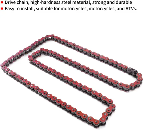 Miniatura 5 de Cadena 420, cadena de eslabones de acero estándar para motocicleta ATV de 90 CC, 110 CC, 125 CC, 420‑106L, repuesto para 420-100L 420-102L 420-104L