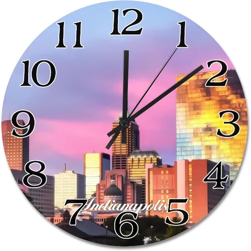 Miniatura 26 de Reloj de pared con paisaje urbano de Nueva York, Estados Unidos, reloj de pared grande de viaje, funciona con pilas, 9 pulgadas, silencioso