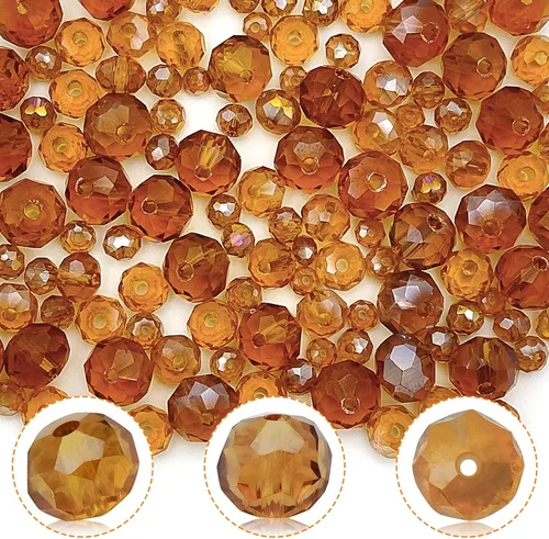 Miniatura 5 de 786 cuentas de cristal de 4 tamaños, cuentas de cristal Rondelle facetadas, cuentas de cristal Briolette, cuentas espaciadoras para pulseras, Ámbar