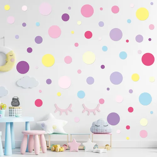Miniatura 21 de Zonon 264 piezas de calcomanías de lunares para decoración de aula, calcomanías de pared circulares para niños, de vinilo, se despegan y se pegan