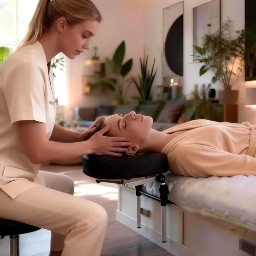 Miniatura 7 de Reposacabezas de masaje para cama en casa, almohada ajustable para cama, almohada boca abajo después de cirugía ocular, almohada de masaje portátil