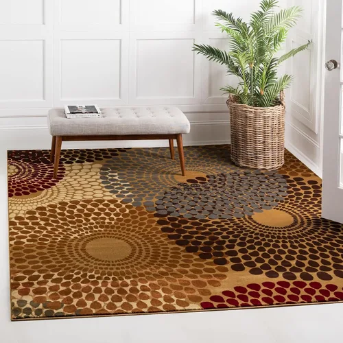Miniatura 8 de Unique Loom Barista Collection - Alfombra de área Java (6 pies 1 pulgada, redonda, beige/negro)