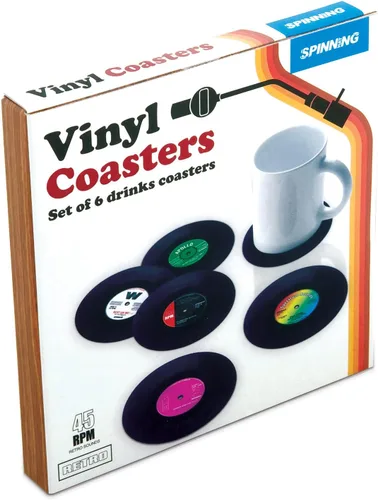 Miniatura 3 de Gift Republic - Posavasos retro de vinilo, posavasos para bebidas geniales, gran idea de regalo para inauguración de casa, idea de regalo