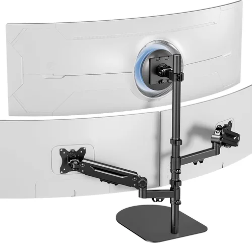 Miniatura 8 de Soporte para monitor cuádruple, totalmente ajustable, apilado, soporte de escritorio de 4 pantallas de computadora de 17 a 32 pulgadas, soporta