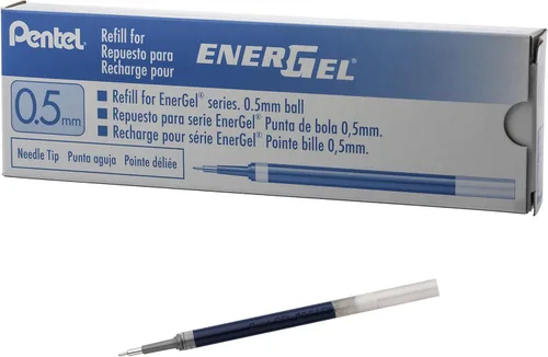 Miniatura 7 de Pentel - Tinta de recarga para bolígrafo de gel líquido EnerGel, (0.5mm), línea fina, tinta azul, caja de 12 (LRN5-C)