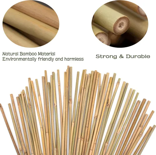 Miniatura 3 de 50 estacas para plantas, estacas de bambú natural, estacas de jardín para plantas de interior y exterior, palos POLIUMB para tomates, frijoles