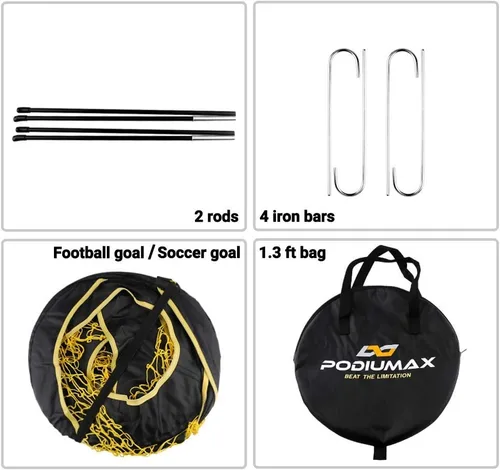Miniatura 7 de PodiuMax Portería de fútbol infantil 2 en 1, portería de fútbol portátil desplegable para patio trasero, red de fútbol para niños de 3 5 8 años