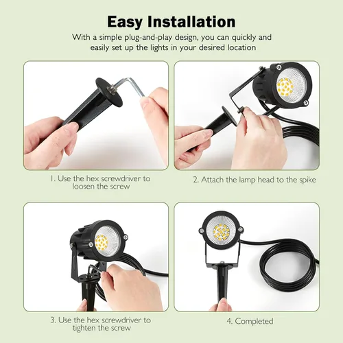 Miniatura 5 de REEGOLD Foco para exteriores blanco cálido de 2700 K, luces LED de 10 W al aire libre para patio, jardín, árbol, 120 V, enchufable, iluminación