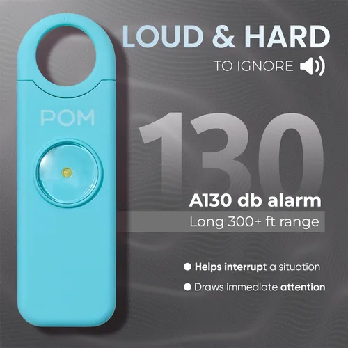 Miniatura 3 de POM Alarma de seguridad personal para mujer – Sirena de emergencia de 130 dB, recargable por USB-C con linterna LED brillante, diseño de llavero