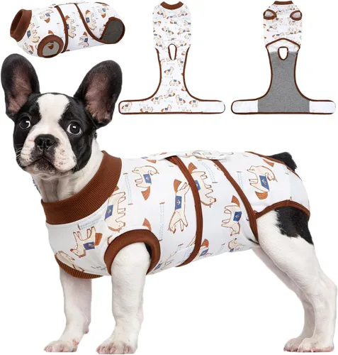 Miniatura 8 de Kuoser Traje de cirugía para perro, cómodo traje de recuperación para perros hembras para cirugía, mameluco protector posoperatorio, alternativa