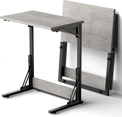 Miniatura 8 de Tatub Mesa auxiliar plegable en forma de C de 24 pulgadas, escritorio lateral pequeño para computadora portátil, mesa de bandeja de TV para sala