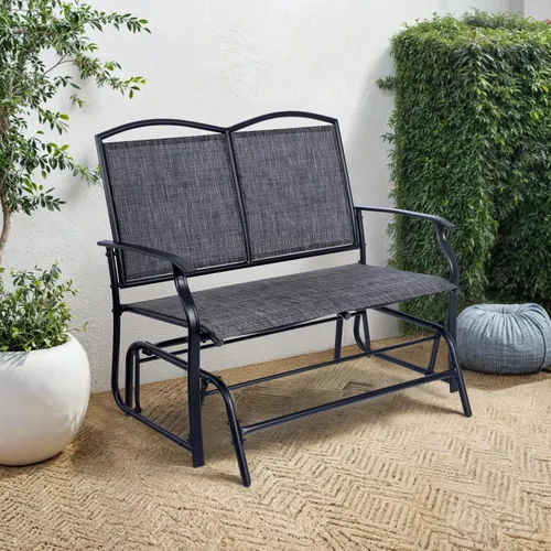 Miniatura 2 de Backyard Expressions Banco Deslizante para 2 Personas para Exteriores, Silla Mecedora Doble Columpio para Patio Loveseat con Marco de Acero